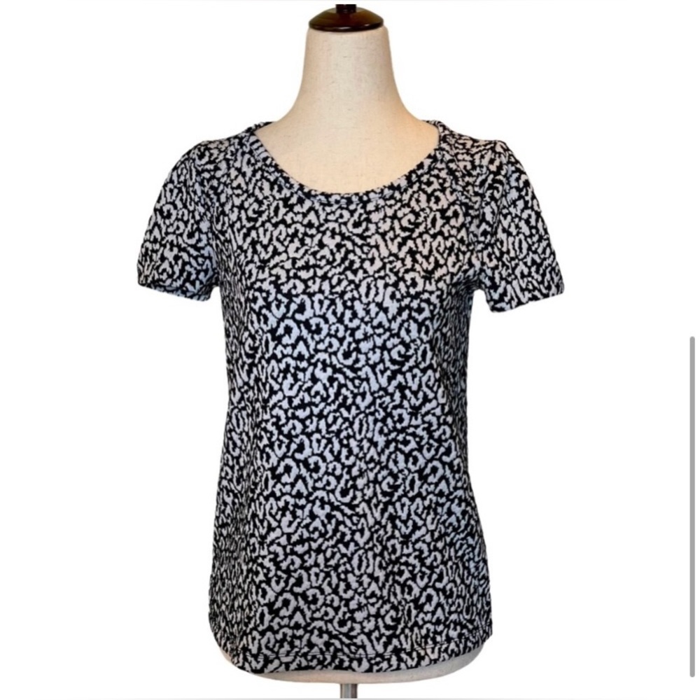 Anthropologie Postmark Black And White Trace Jacquard Short Sleeve Top Size M